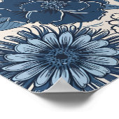 Blaue Botanische Blüten: Elegante Kunst, Dichtung  Poster (Ecke)