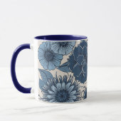 Blaue Botanische Blüten: Elegante Kunst, Dichtung  Tasse (Links)