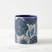 Blaue Botanische Blüten: Elegante Kunst, Dichtung  Tasse (Zentrum)