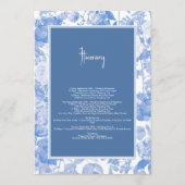 Blaue Botanische Florale Hochzeitsplanung Programm (Rückseite)