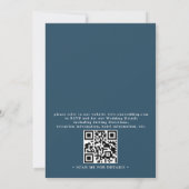 Blaue Botanische Florale QR-Code-Hochzeit  Einladung (Rückseite)