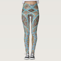 Blaue Botanische Florale Wiesen-Druck Yoga-Legging