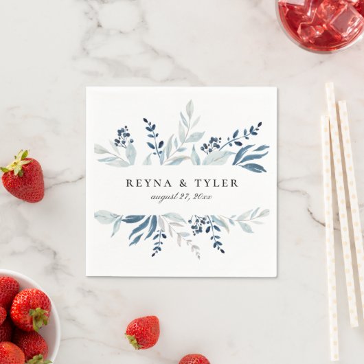 Blaue Botanische Foliage Serviette (Beispiel)