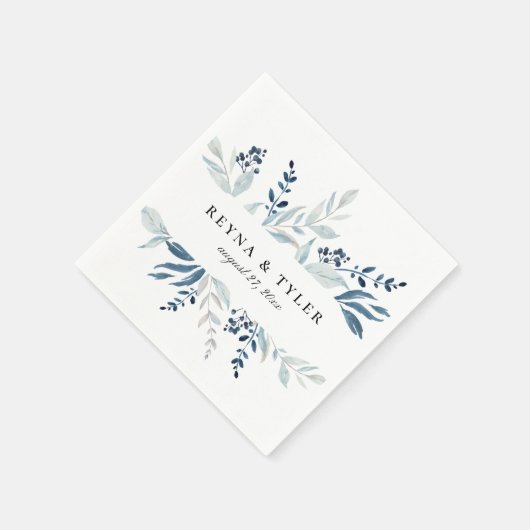 Blaue Botanische Foliage Serviette (Ecke)