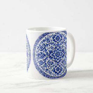 Blaue Botanische Frostglas-Tasse mit Wasserfarbene Kaffeetasse