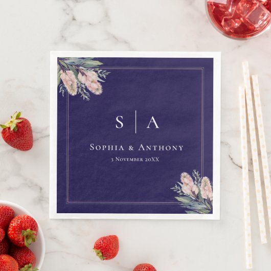 Blaue botanische Grüne Hochzeit Napkins Serviette (Beispiel)