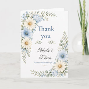 Blaue botanische Hochzeit Dankeskarte