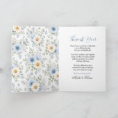 Blaue botanische Hochzeit Dankeskarte (Innenseite)