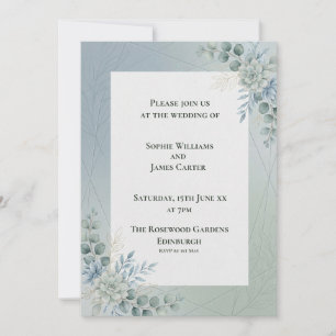 Blaue botanische Hochzeitseinladung Einladung