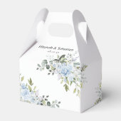 Blaue Botanische Hochzeitsgeschenkbox Geschenkschachtel (Rückseite)