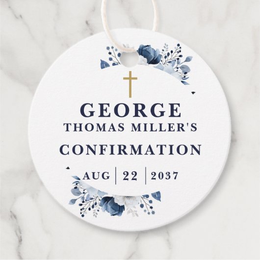 Blaue Botanische Moderne Bestätigung Geschenkanhänger (Vorderseite)