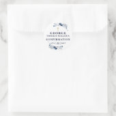 Blaue Botanische Moderne Bestätigung Runder Aufkleber (Tasche)