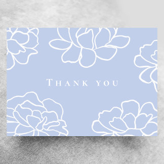 Blaue botanische moderne Hochzeit Danksagungskarte Einladung