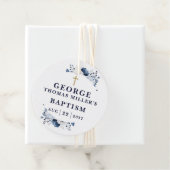 Blaue Botanische Moderne Taufe Geschenkanhänger (Beispiel)