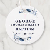 Blaue Botanische Moderne Taufe Geschenkanhänger (Vorderseite)