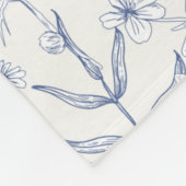 Blaue Botanische Monogramm-Wildblume Fleecedecke (Ecke)