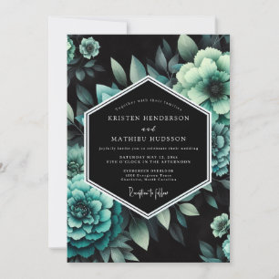 Blaue Botanische Moody-Hochzeit Einladung