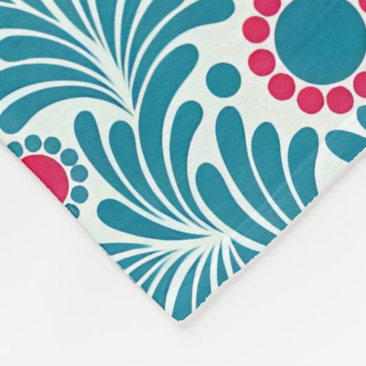 Blaue botanische Muster-Fleece im Vintage-Stil Fleecedecke (Ecke)