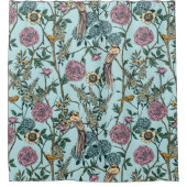Blaue botanische Muster im Vintage-Stil Duschvorhang (Vorderseite)