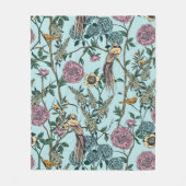 Blaue botanische Muster im Vintage-Stil Fleecedecke (Vorderseite)