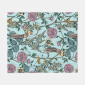 Blaue botanische Muster im Vintage-Stil Fleecedecke (Vorderseite (Horizontal))