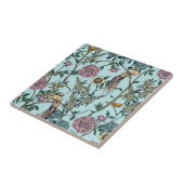 Blaue botanische Muster im Vintage-Stil Fliese (Seite)