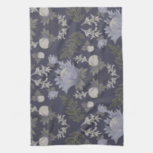 Blaue botanische Muster im Vintage-Stil für die Kü Geschirrtuch