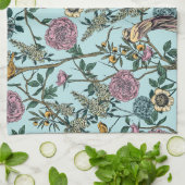Blaue botanische Muster im Vintage-Stil Geschirrtuch (Gefaltet)