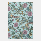 Blaue botanische Muster im Vintage-Stil Geschirrtuch (Vertikal)