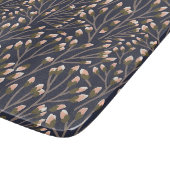 Blaue botanische Muster im Vintage-Stil geschnitte Schneidebrett (Ecke)