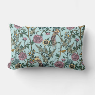 Blaue botanische Muster im Vintage-Stil Lendenkissen