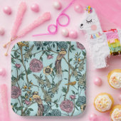 Blaue botanische Muster im Vintage-Stil Pappteller (Party)
