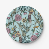 Blaue botanische Muster im Vintage-Stil Pappteller (Vorderseite)