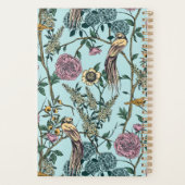 Blaue botanische Muster im Vintage-Stil Planer (Rückseite)