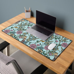 Blaue botanische Muster im Vintage-Stil Schreibtischunterlage