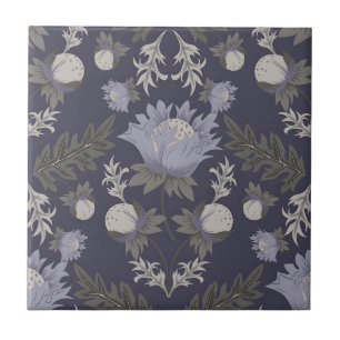 Blaue botanische Muster Keramik im Vintage-Stil Fliese