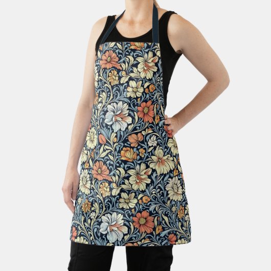 Blaue botanische Muster-Schürze im Vintage-Stil Schürze (InSitu)