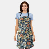 Blaue botanische Muster-Schürze im Vintage-Stil Schürze (Getragen)