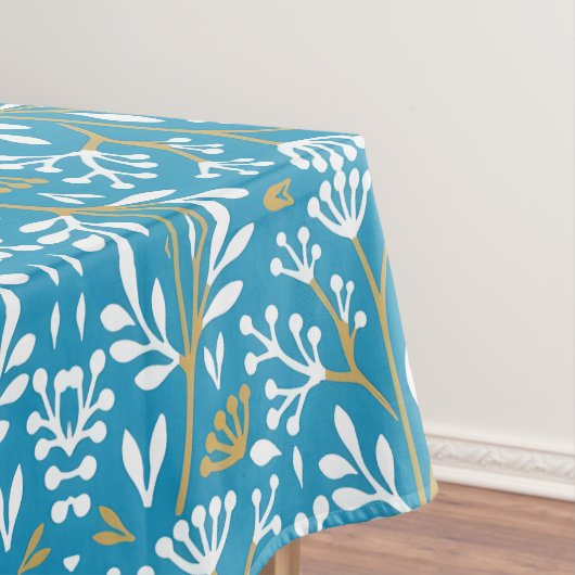 Blaue botanische Muster-Tischdecke im Vintage-Stil Tischdecke (Beispiel)
