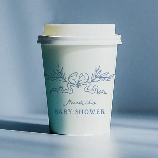 Blaue Botanische Schleife Baby Shower Pappbecher