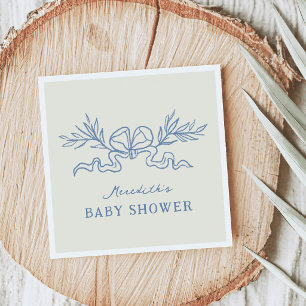 Blaue botanische Schleife Baby Shower Serviette