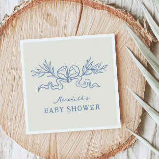Blaue botanische Schleife Baby Shower Serviette