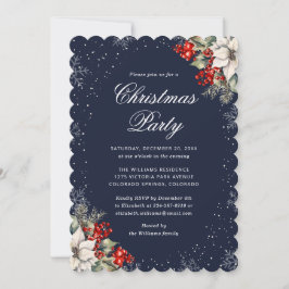 Blaue botanische Schneeflocke elegante Weihnachtsf Einladung