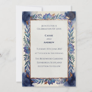 Blaue botanische schottische Hochzeitseinladung Einladung