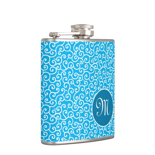 Blaue Botanische Spirale Flachmann (Rechts)