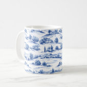 Blaue botanische Toile-Muster Kaffeetasse (Vorderseite Links)