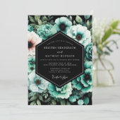 Blaue Botanische Traumhochzeit Einladung (Stehend Vorderseite)
