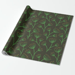 Blaue botanische Verpackung im Vintage-Stil Geschenkpapier