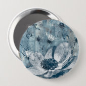 Blaue botanische Vintage-Illustration Button (Vorne & Hinten)