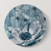 Blaue botanische Vintage-Illustration Button (Vorderseite)
